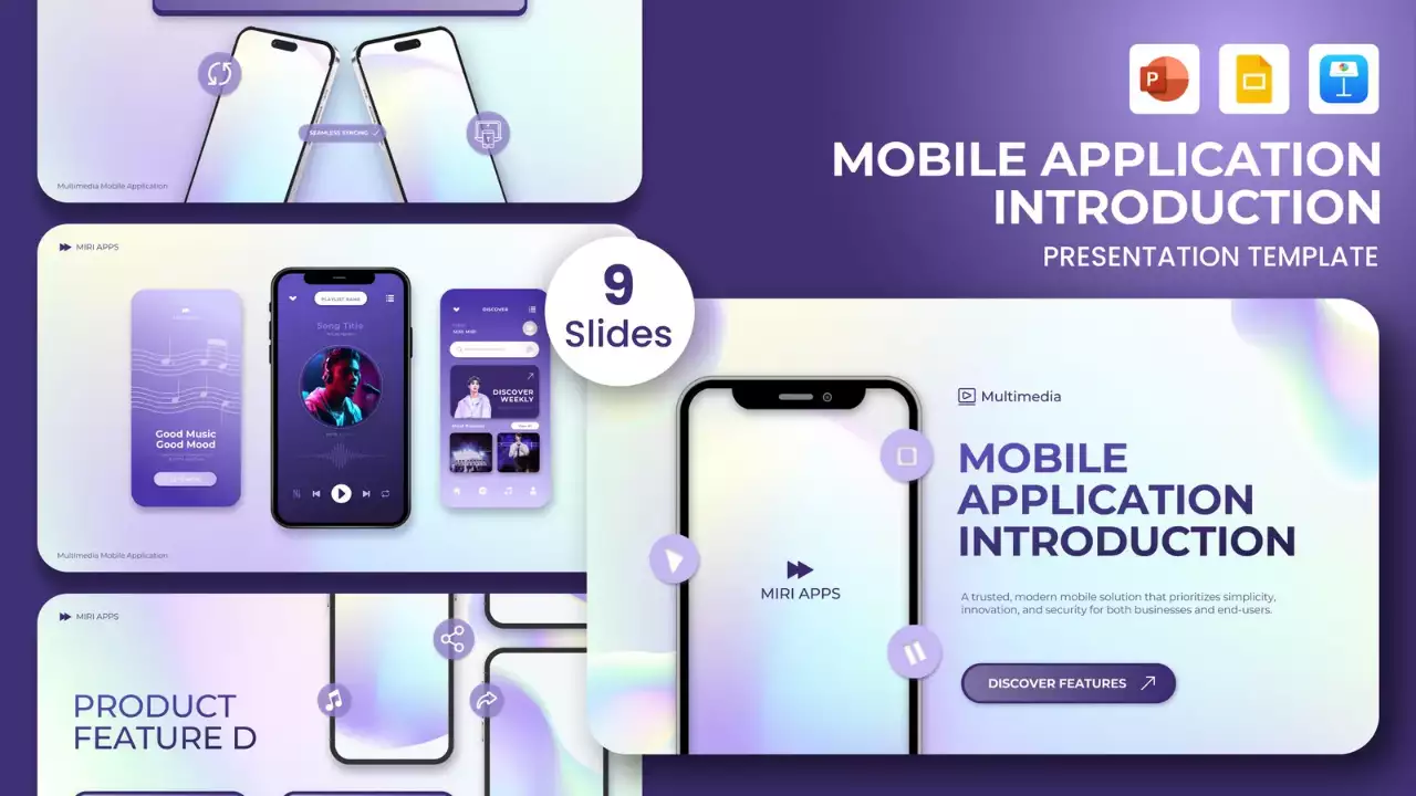 violet dégradé holographique moderne mobile introduction guide présentation