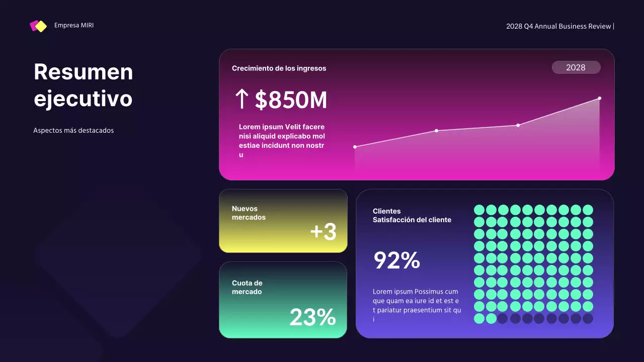 informe empresarial moderno azul oscuro