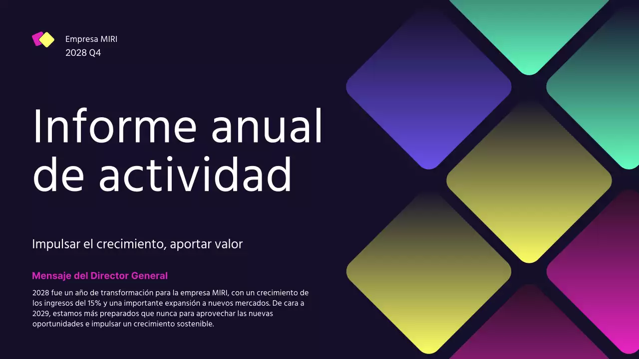 informe empresarial moderno azul oscuro