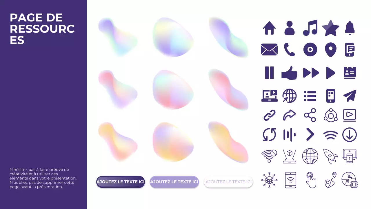 violet dégradé holographique moderne mobile introduction guide présentation