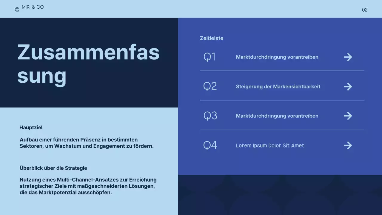 dunkelblauer moderner Businessplan