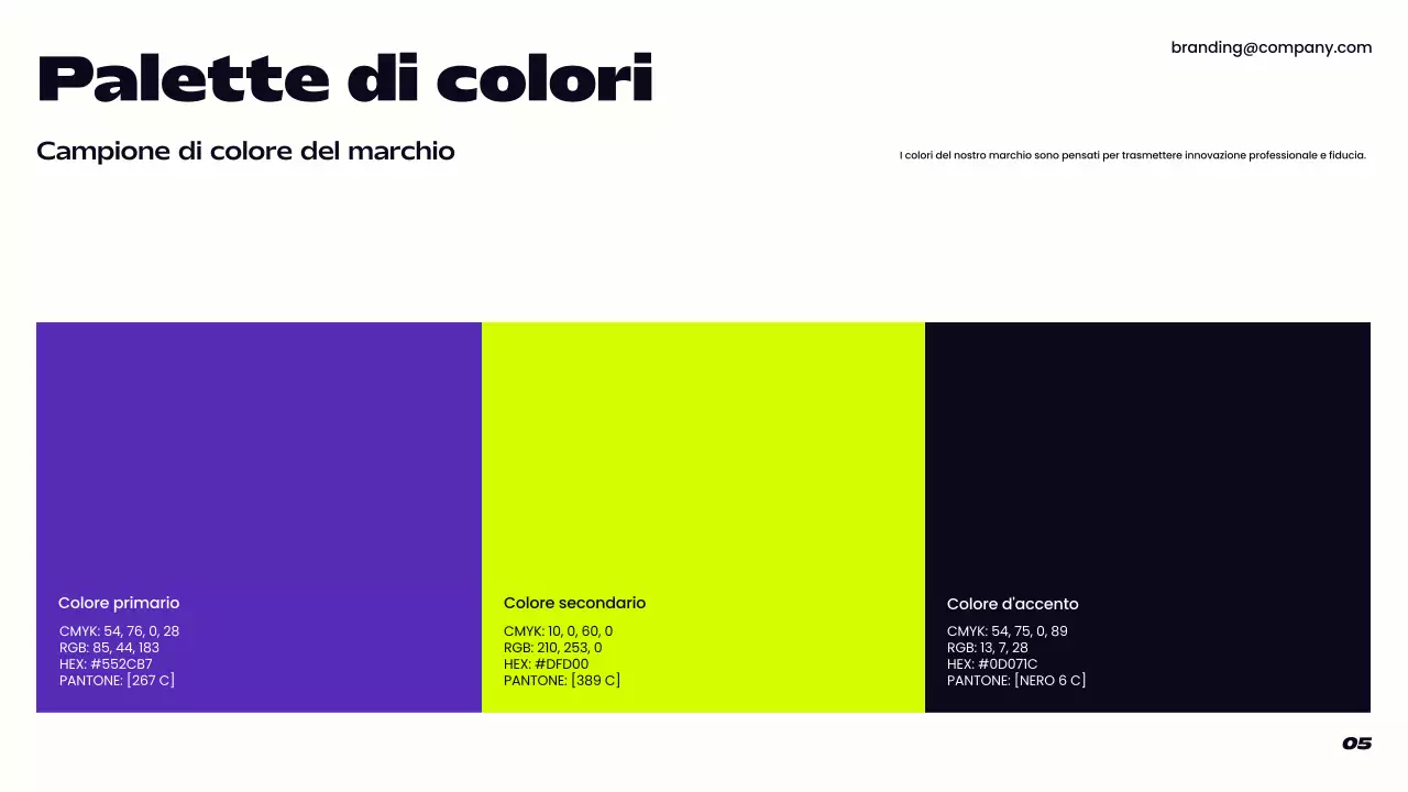 linea guida del marchio moderno viola