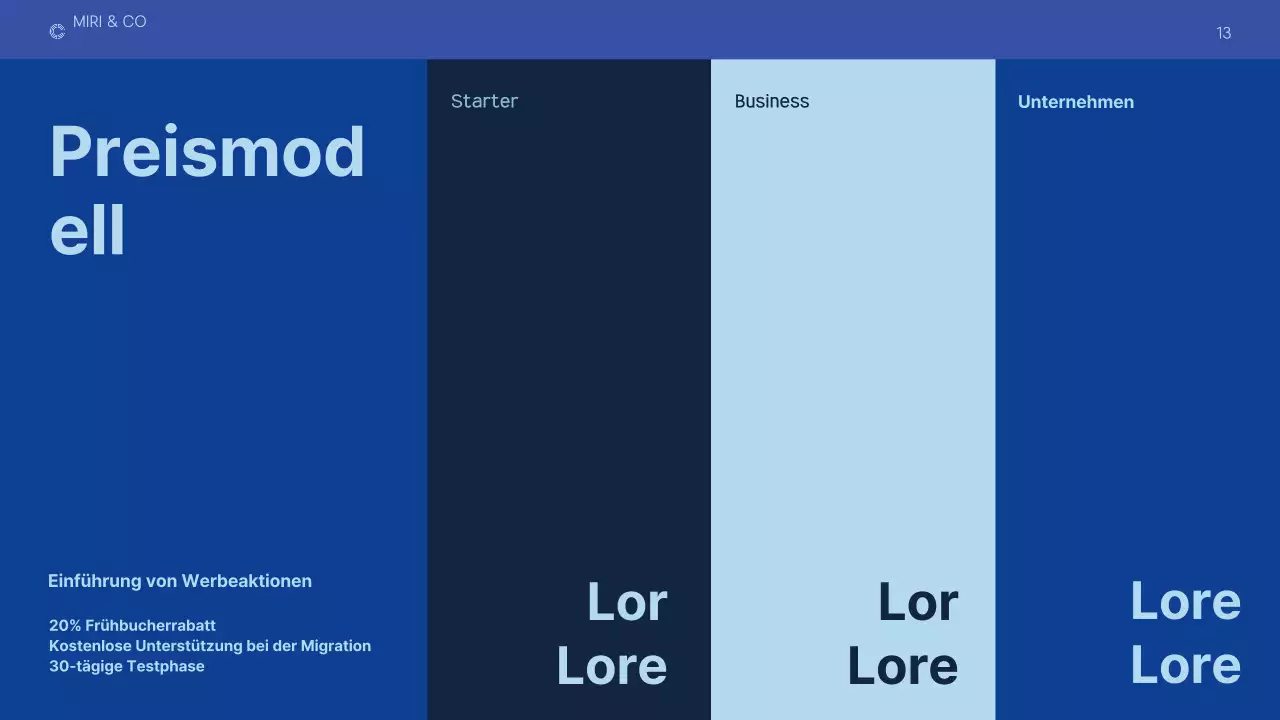 dunkelblauer moderner Businessplan