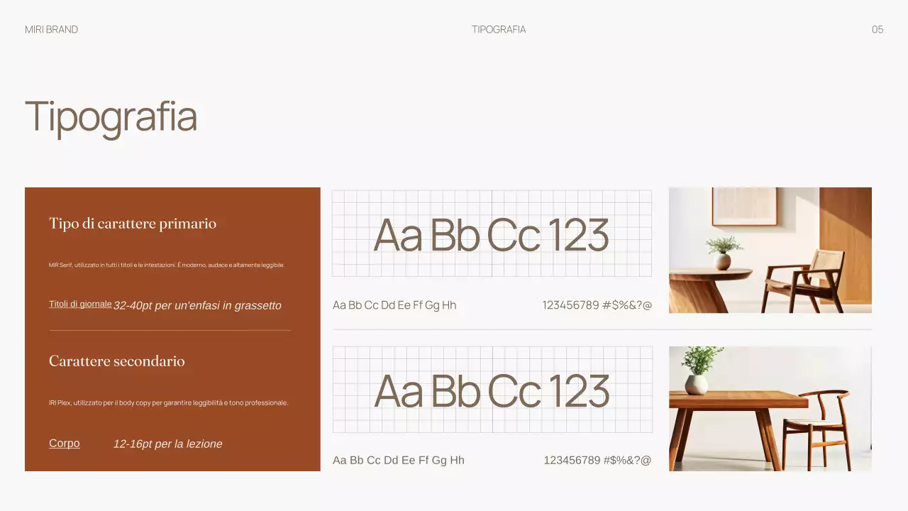 Manuale delle linee guida del marchio per un design d'interni neutro e di tendenza