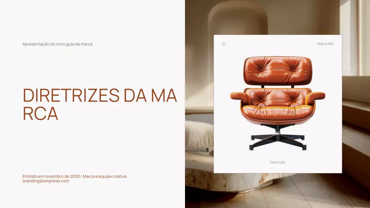 Manual de diretrizes da marca de design de interiores neutro e moderno