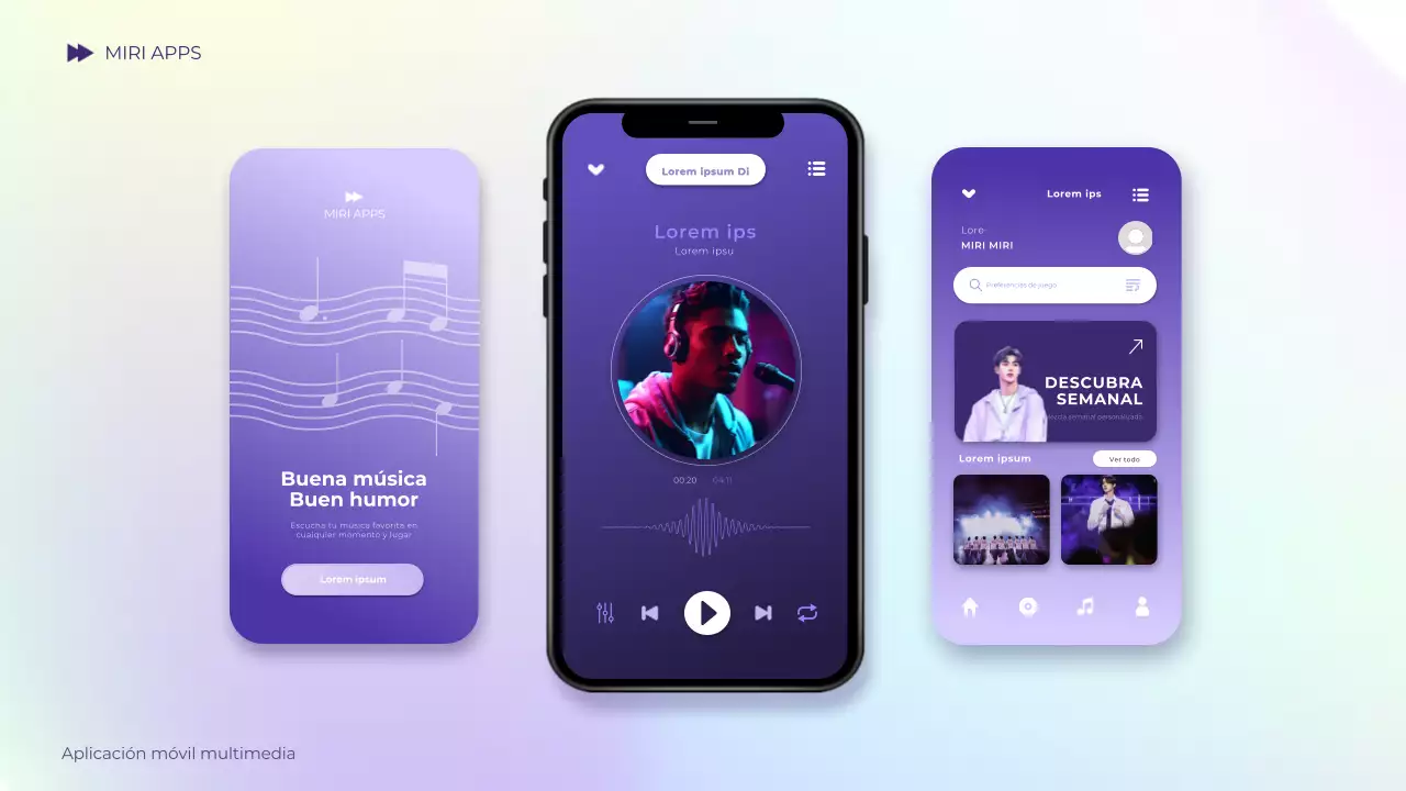 púrpura degradado holográfico moderno móvil introducción guía presentación