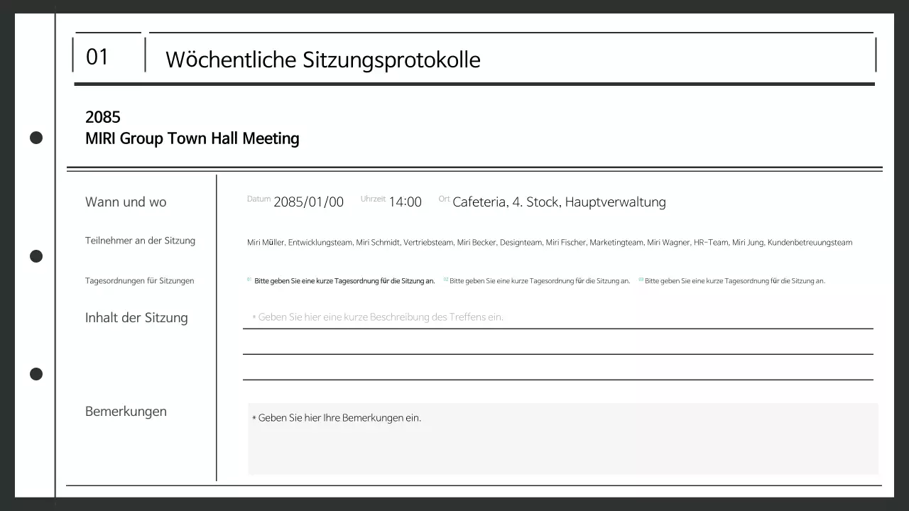 Planung abstrakter sauberer Arbeitsplatz Sitzungsprotokolle