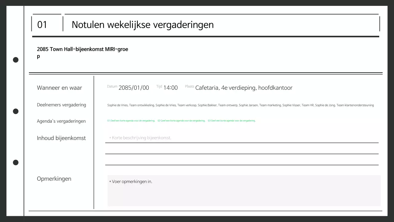 Planning samenvatting schone werkplek notulen