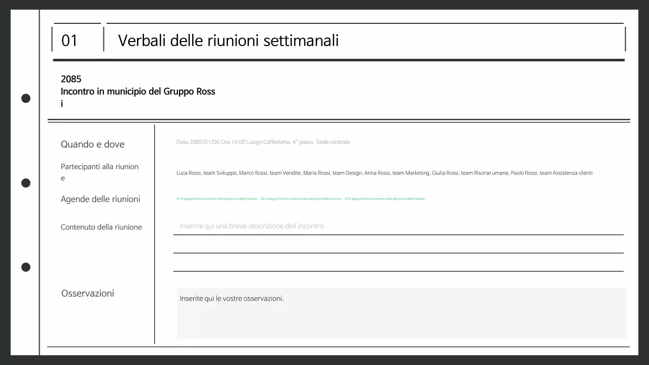 Verbale di riunione del luogo di lavoro pulito