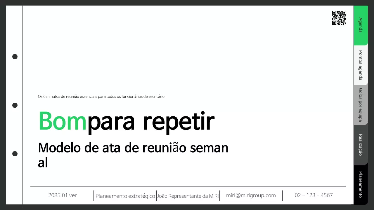 Resumo de planeamento actas de reuniões no local de trabalho