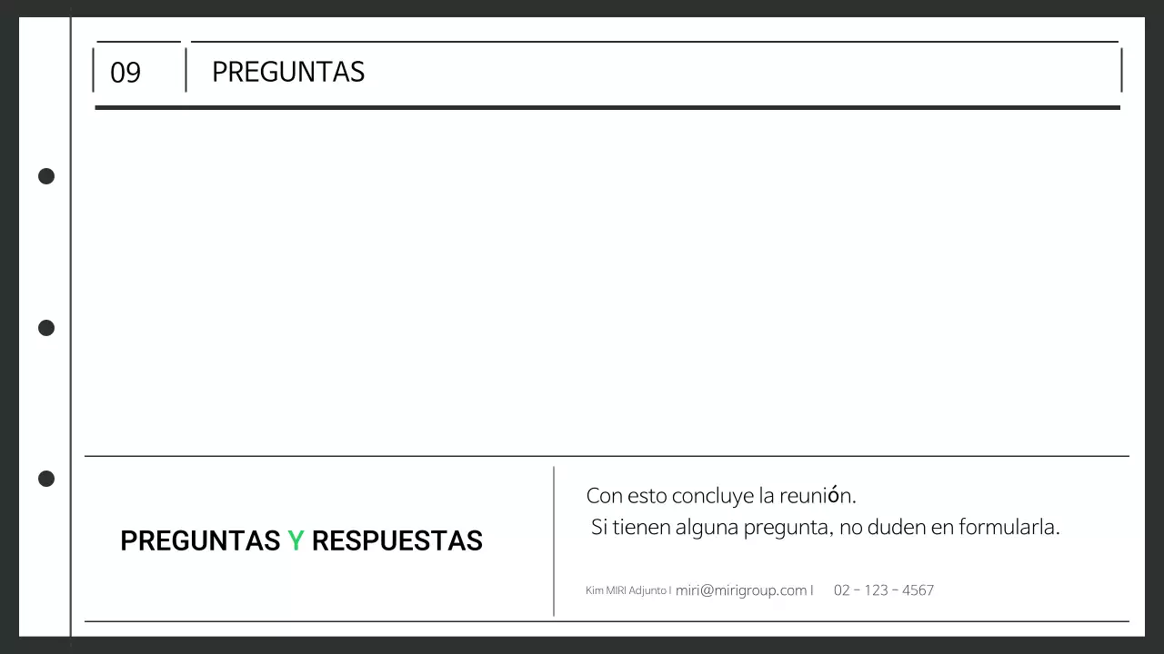 Resumen de la planificación Actas de las reuniones en el lugar de trabajo