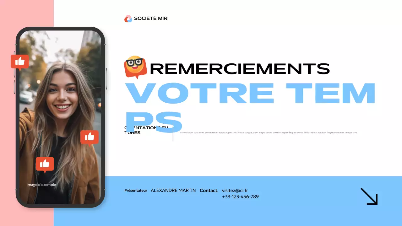 présentation moderne des médias sociaux en bleu