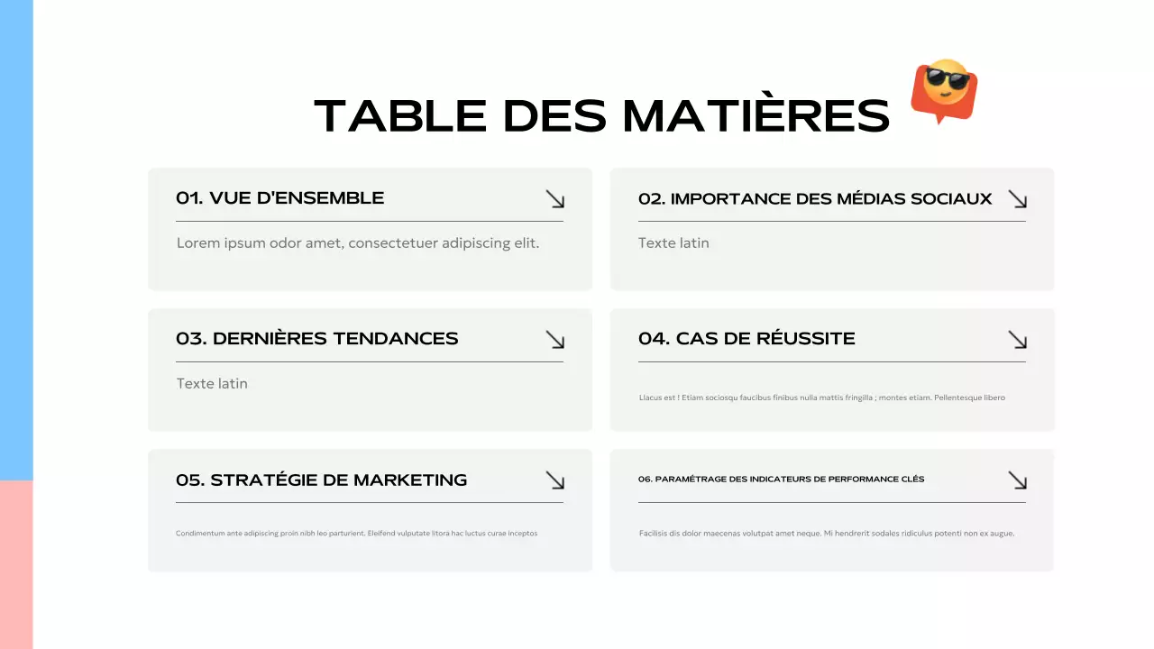 présentation moderne des médias sociaux en bleu