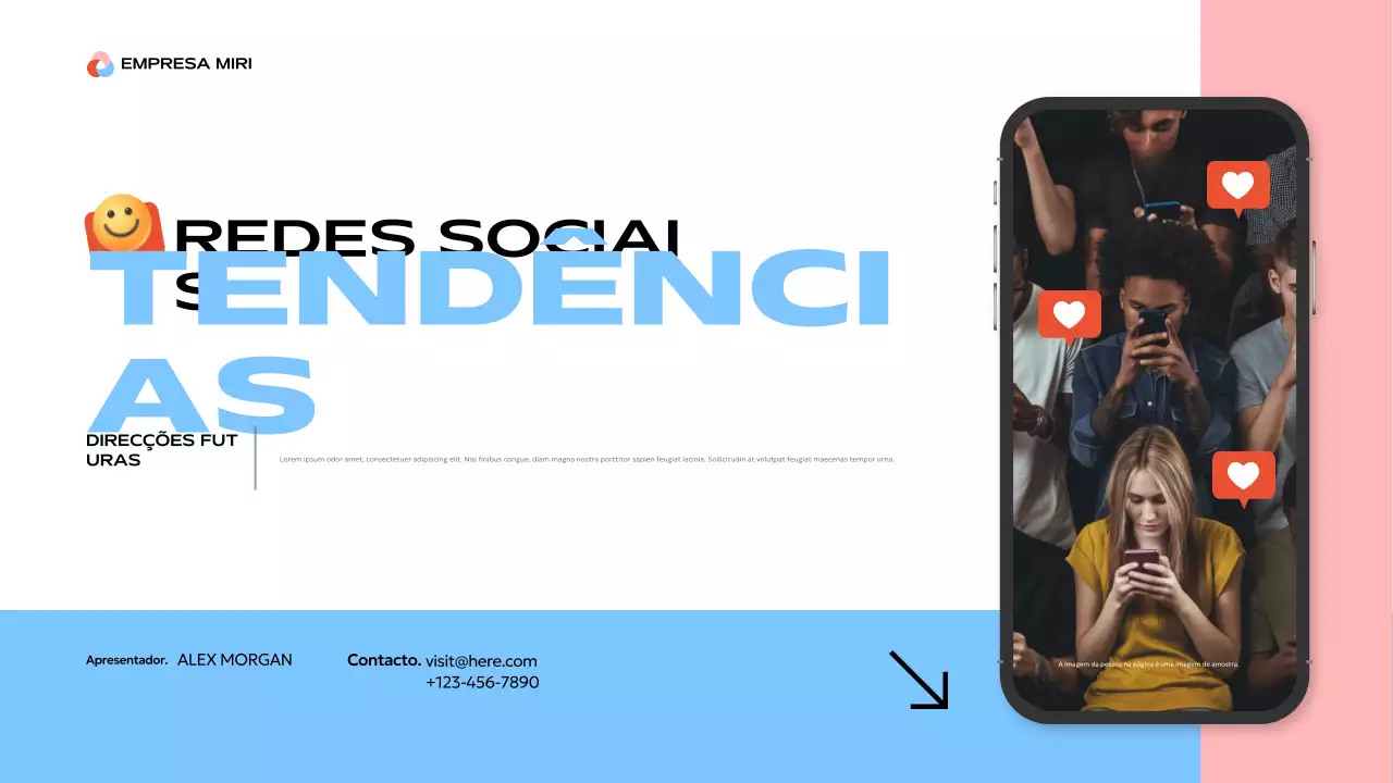 apresentação moderna azul sobre redes sociais