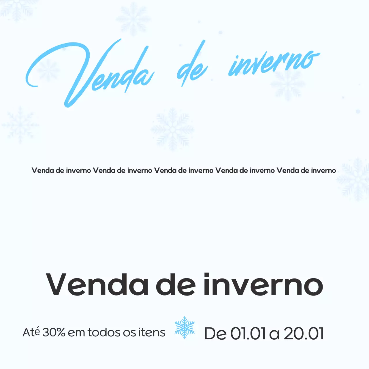 Azul claro Moderno Venda de inverno