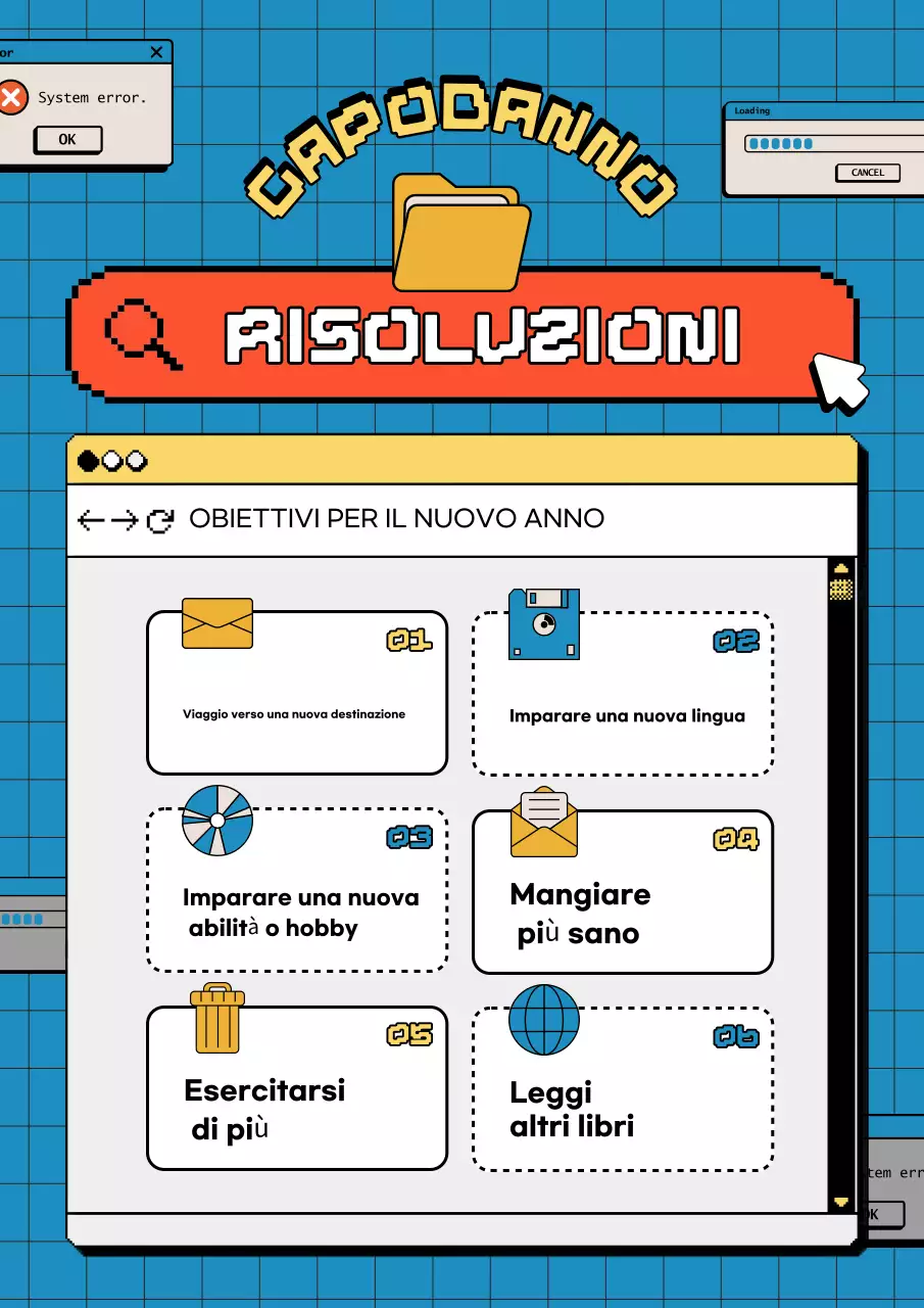 planner risolutivo retrò blu