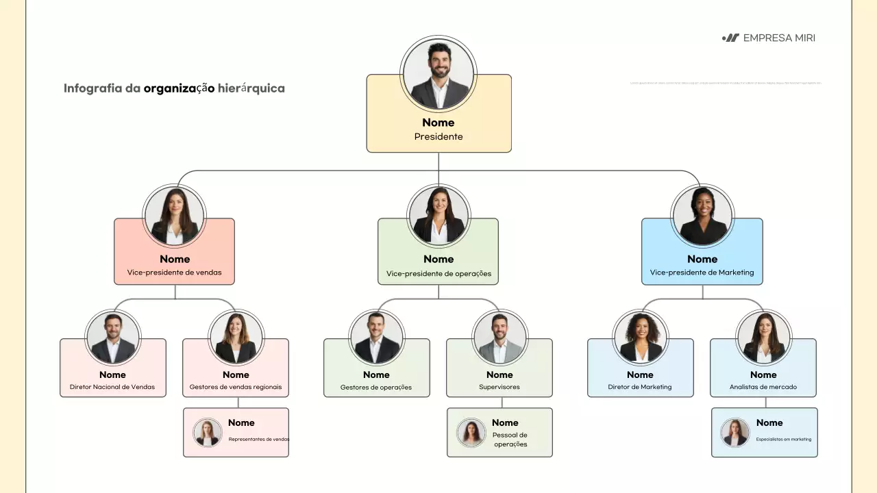layout de organização profissional bege