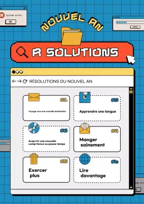 planificateur de résolutions rétro bleu