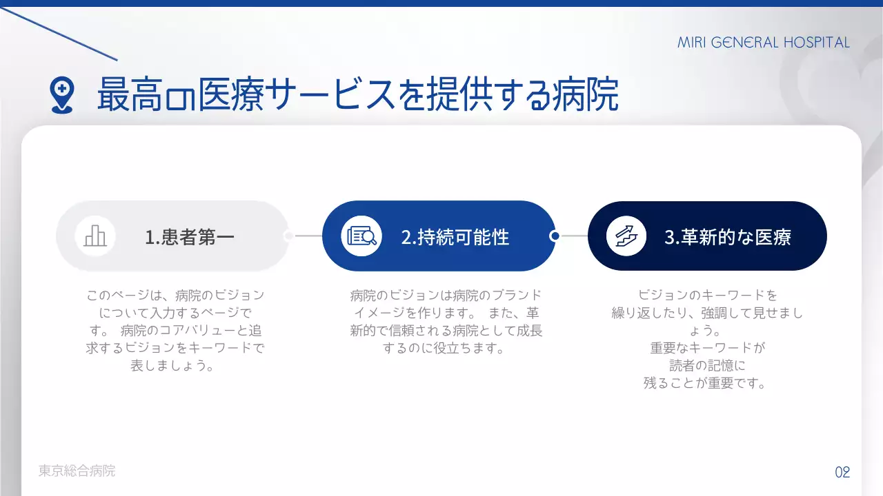 青 シンプル 病院 資料 プレゼンテーション