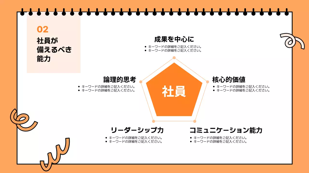 オレンジ シンプル 研修 プレゼンテーション