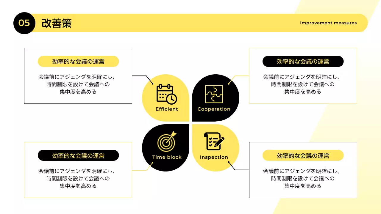黄色 モダン 研修資料 プレゼンテーション