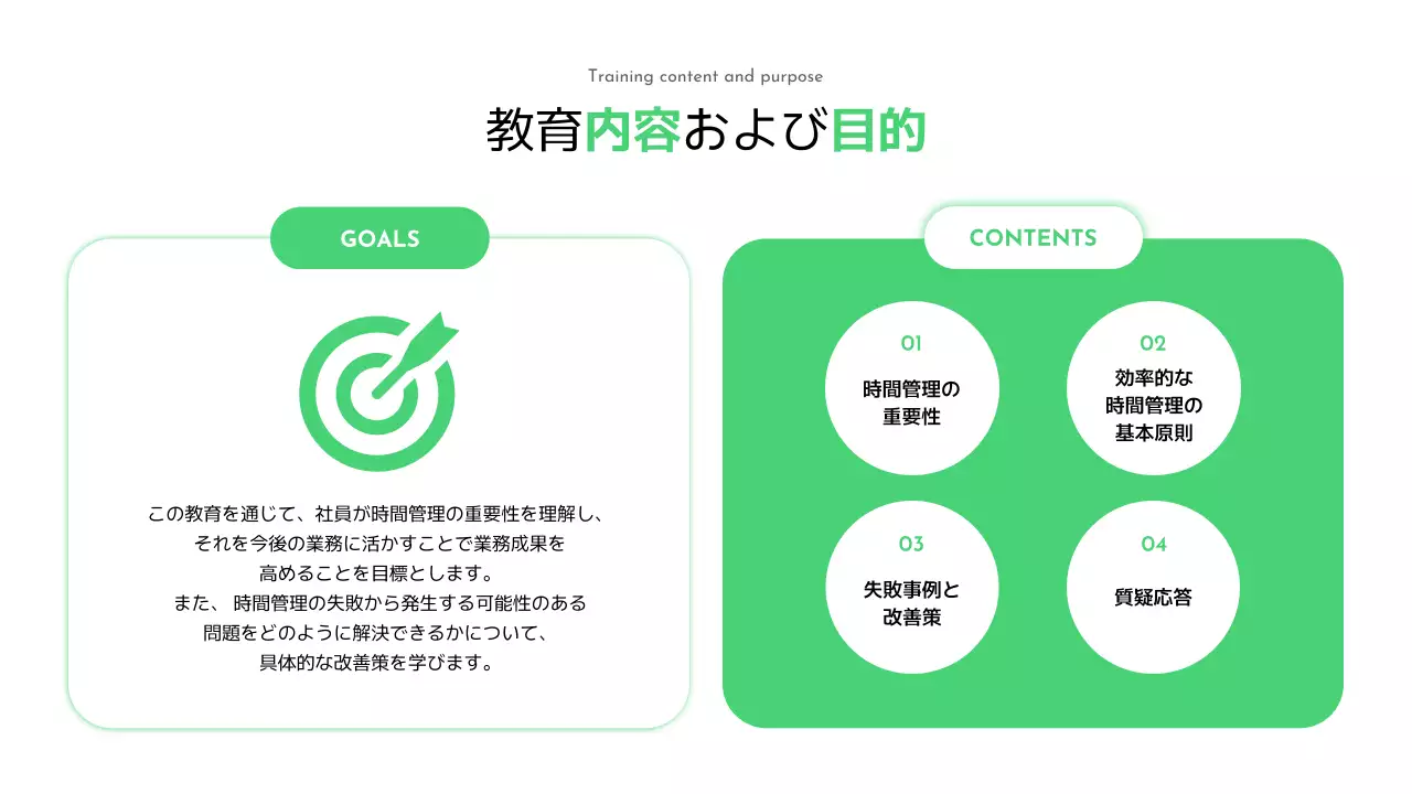 緑 モダン 研修 プレゼンテーション
