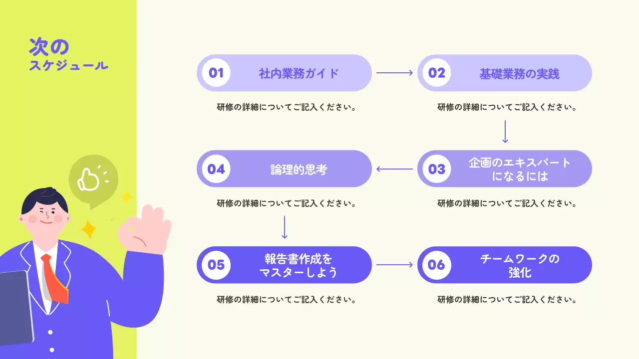 紫 かわいい 研修 マニュアル プレゼンテーション