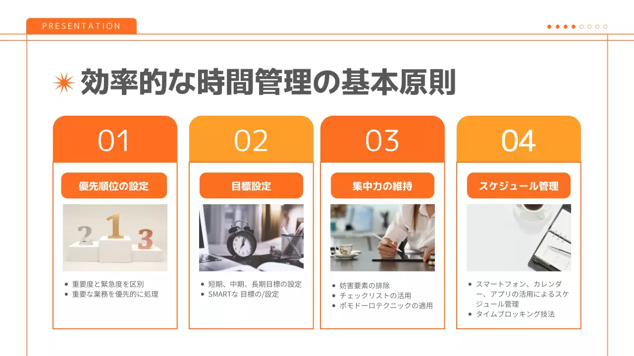 オレンジ シンプル 研修 プレゼンテーション
