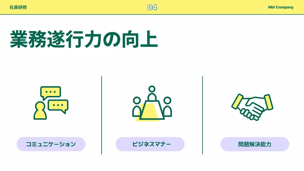 黄色 シンプル 研修 プレゼンテーション
