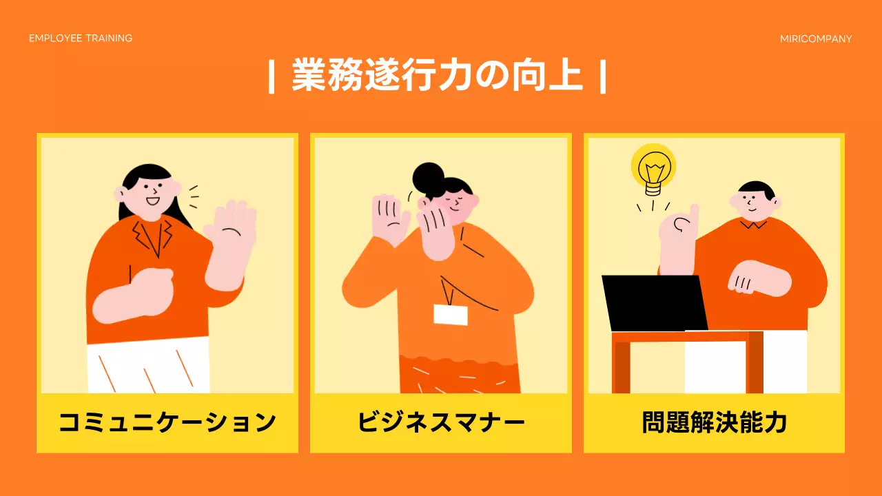 オレンジ シンプル 研修 資料 プレゼンテーション