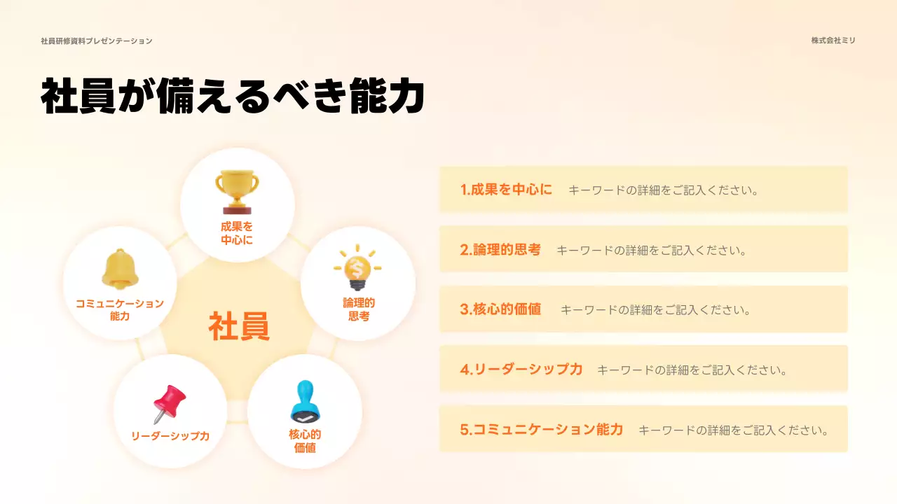 黄色 シンプル 研修 プレゼンテーション