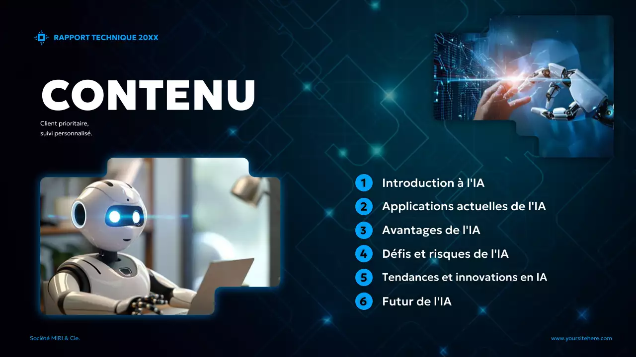 rapport futuriste bleu sur l'IA