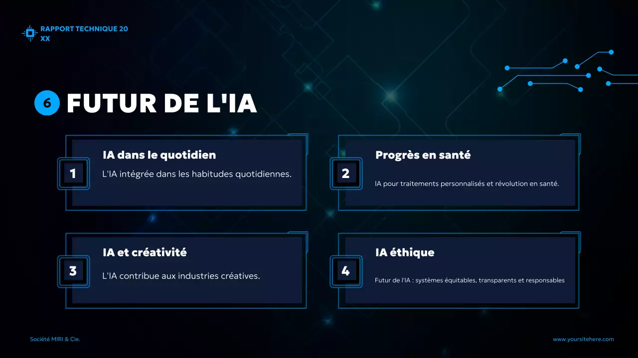rapport futuriste bleu sur l'IA