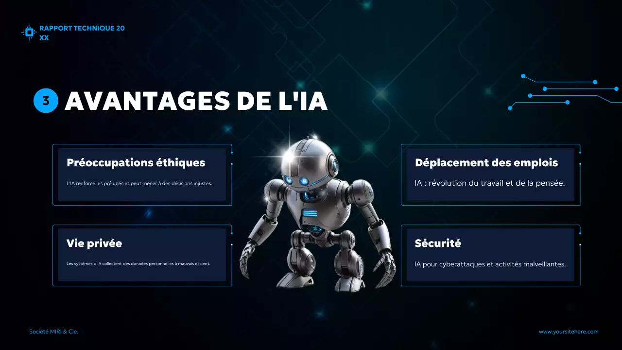 rapport futuriste bleu sur l'IA