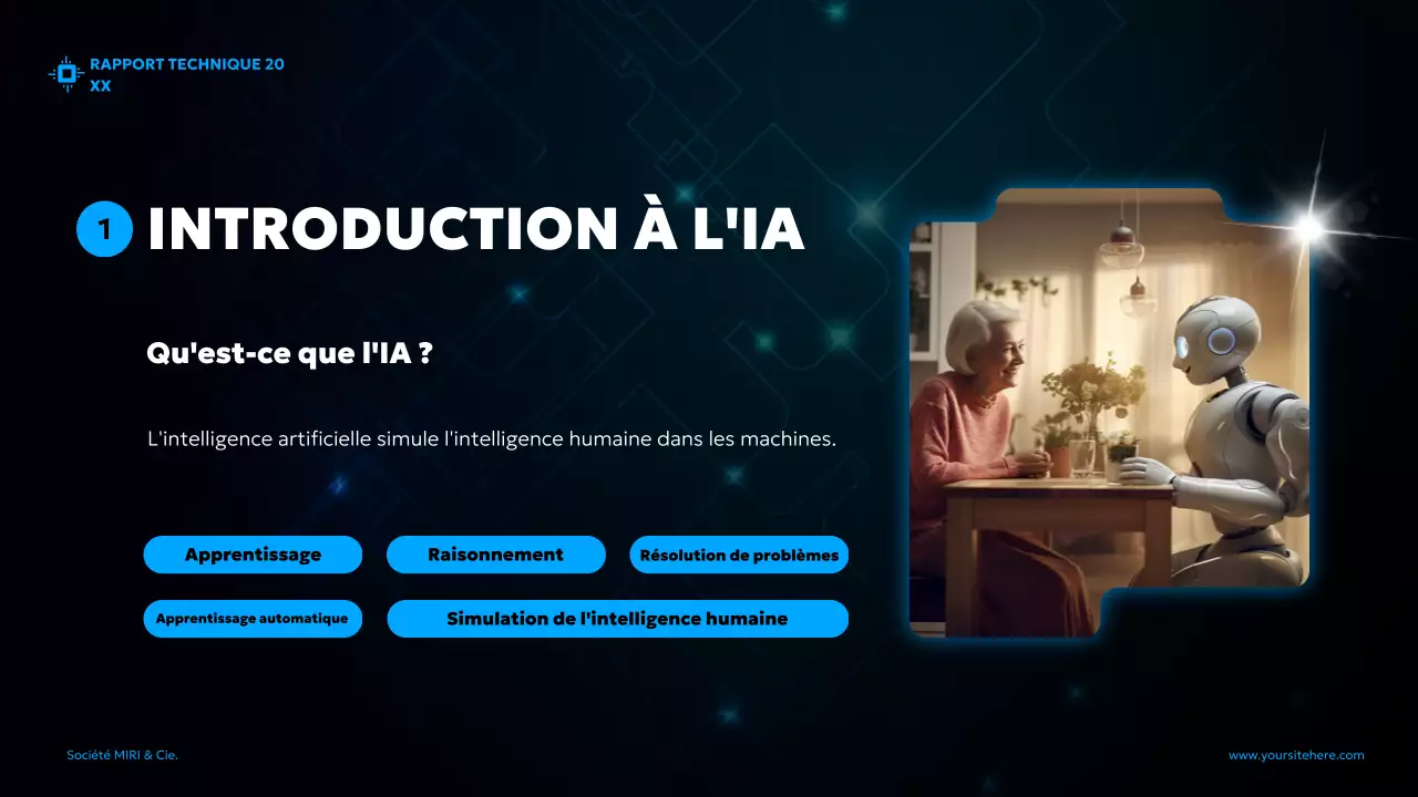 rapport futuriste bleu sur l'IA