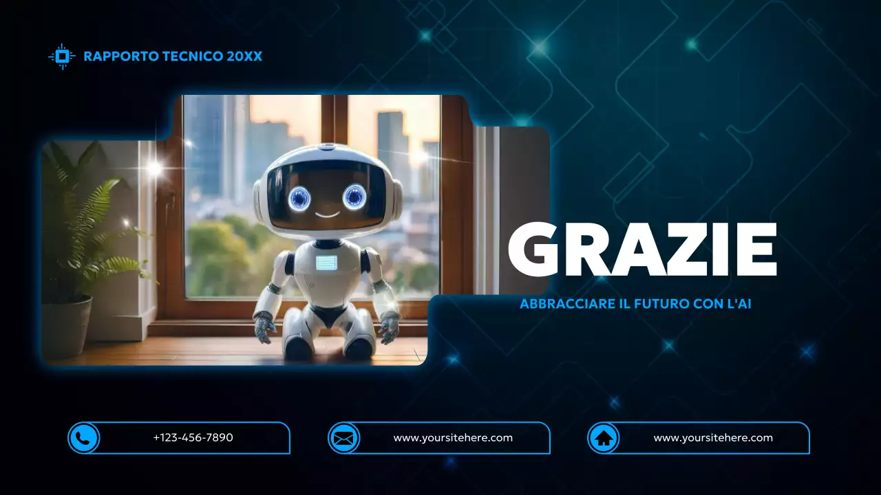 documento di rapporto sull'IA futuristica blu