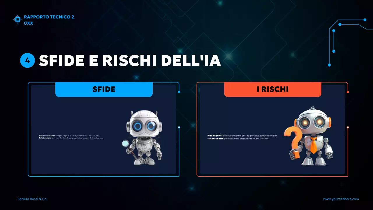 documento di rapporto sull'IA futuristica blu