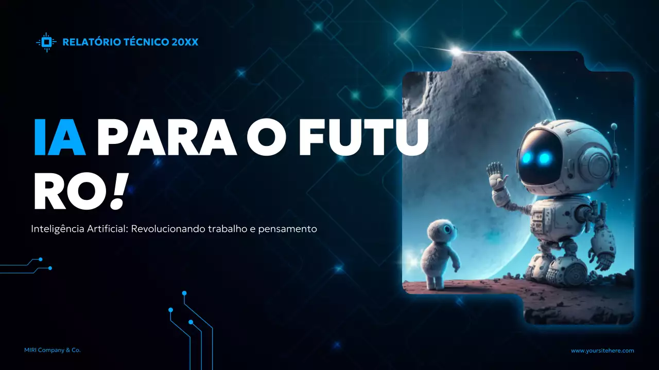 documento de relatório sobre a IA futurista azul