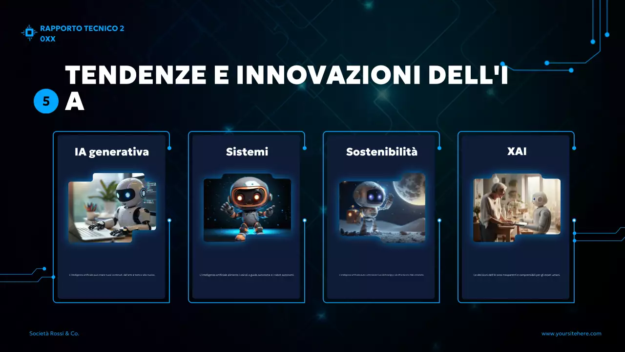 documento di rapporto sull'IA futuristica blu