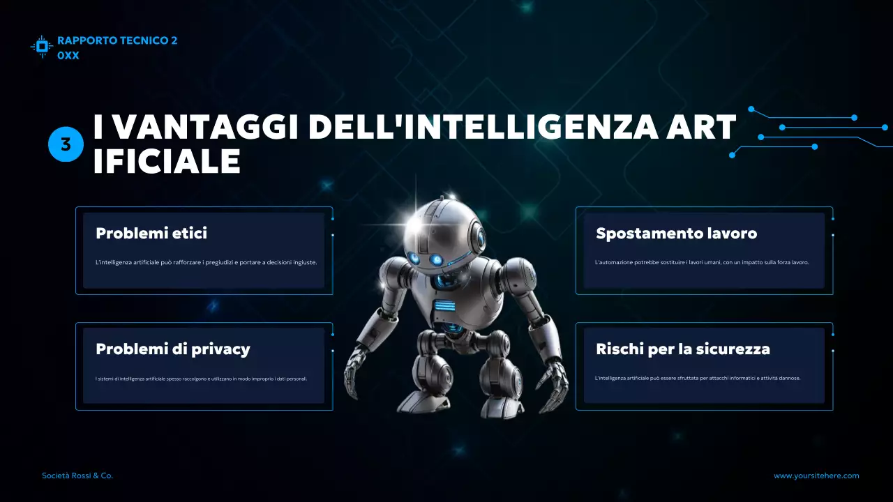 documento di rapporto sull'IA futuristica blu