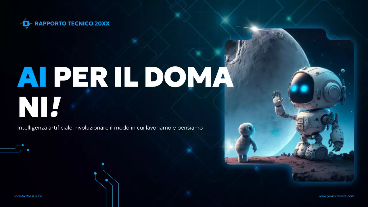 documento di rapporto sull'IA futuristica blu