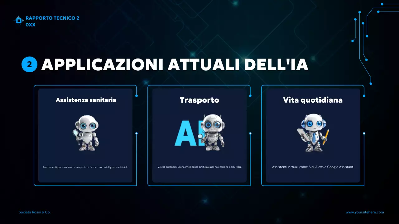 documento di rapporto sull'IA futuristica blu