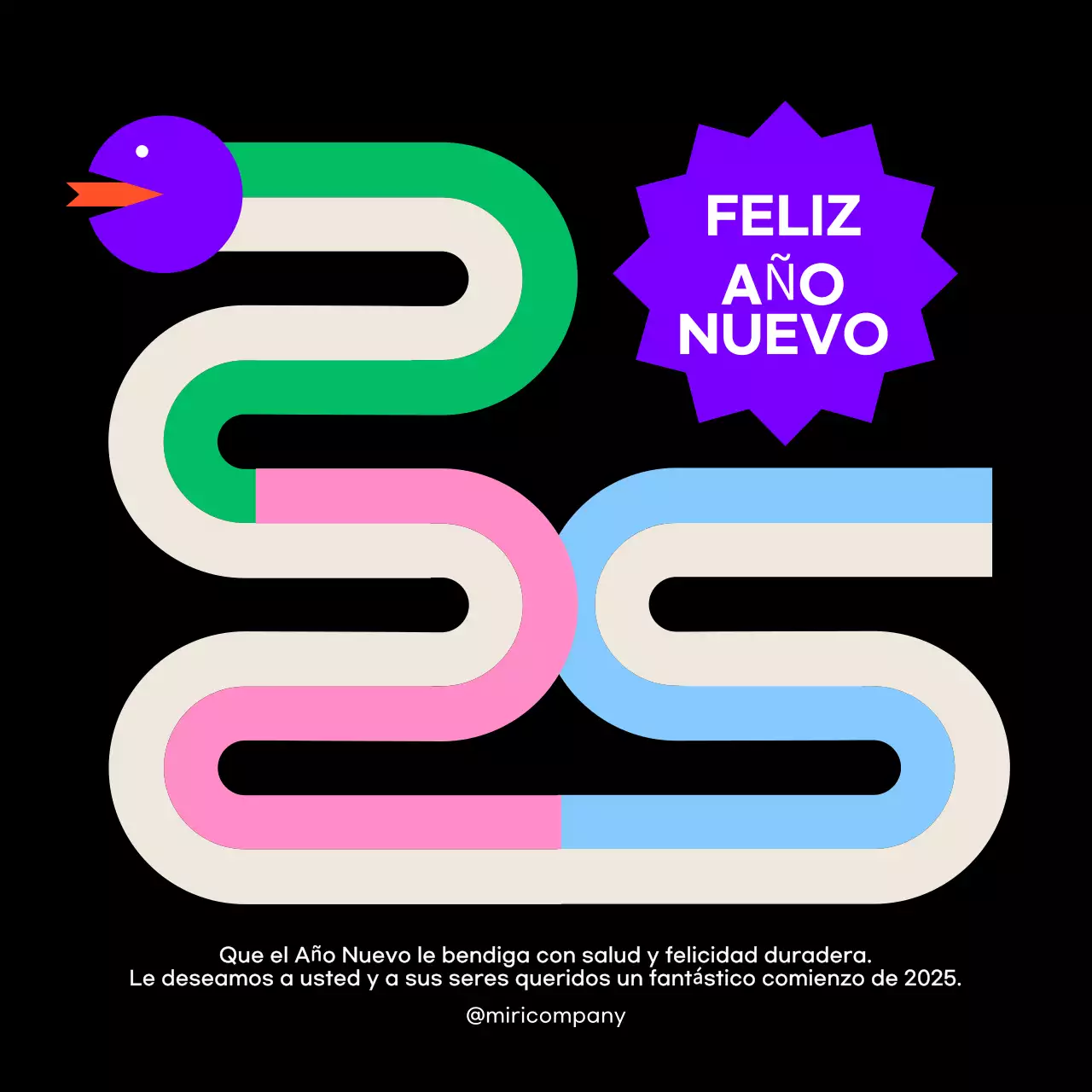 Tarjeta de felicitación de Año Nuevo Black Pop