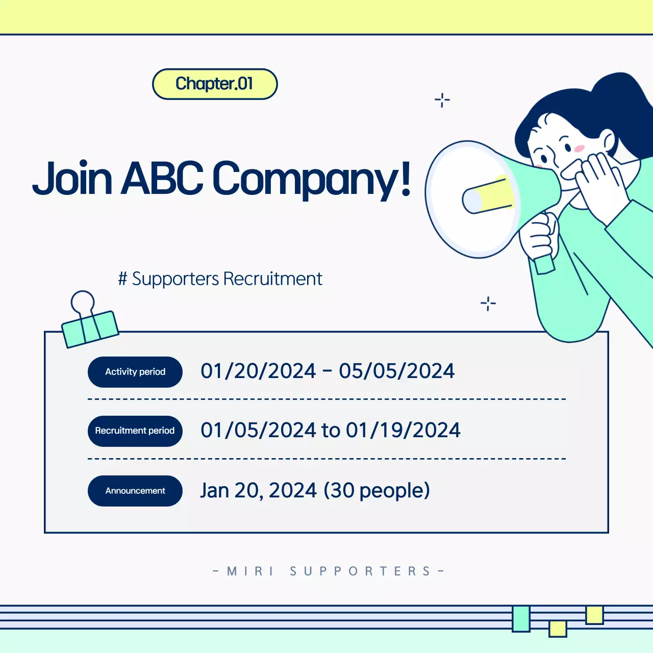 Carrossel de Instagram de Anúncio de Recrutamento Moderno Amarelo
