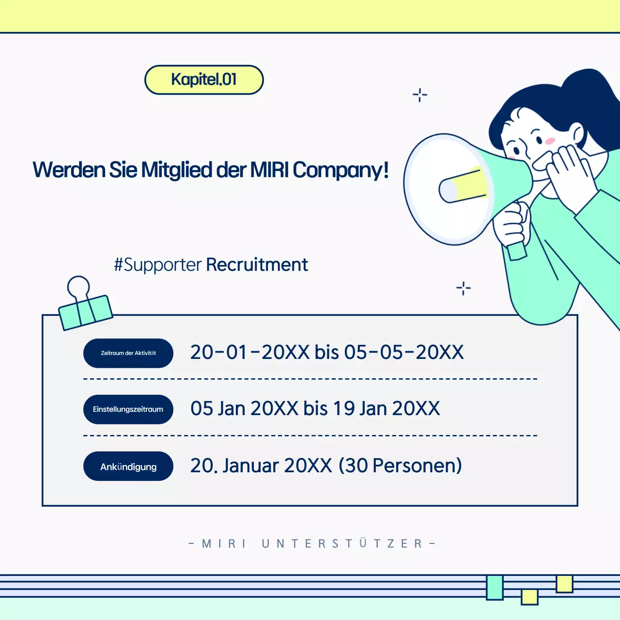 Fördern Sie die Anwerbung von Anhängern mit einem hübschen Farbschema in Chartreuse und Mint