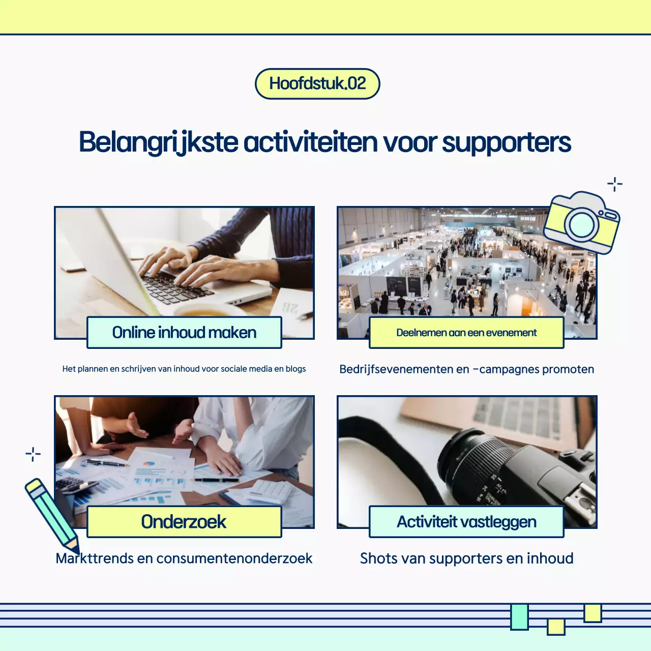 Werf supporters met een leuk kleurenschema in chartreuse en mint