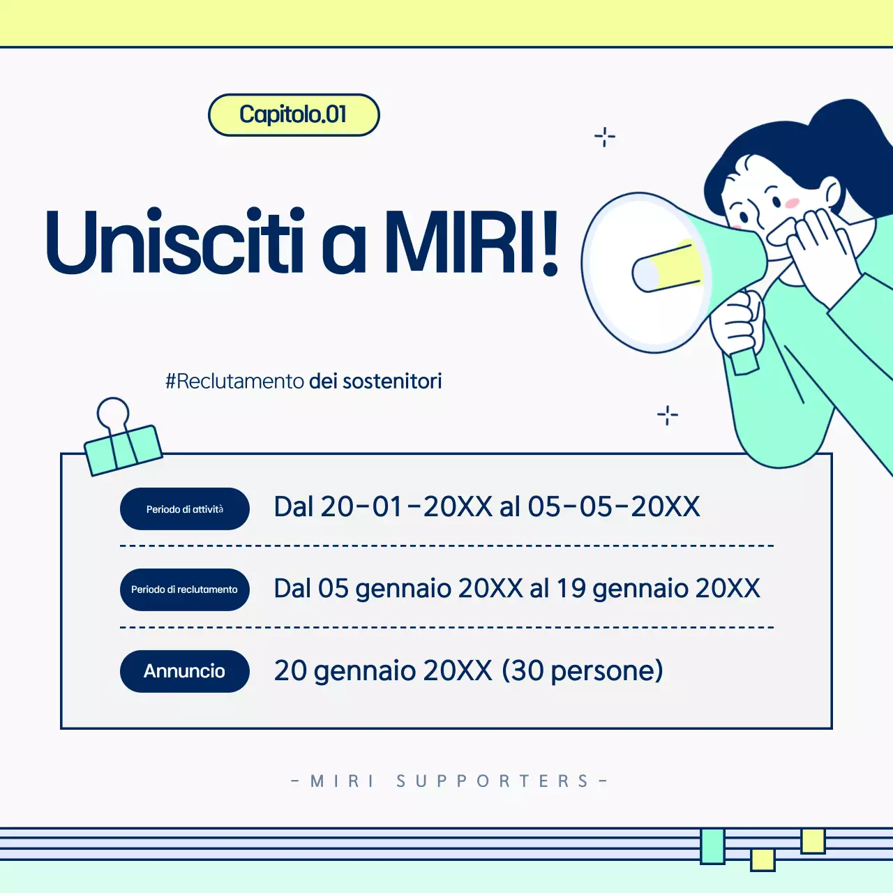 Reclutare sostenitori con una simpatica combinazione di colori chartreuse e menta