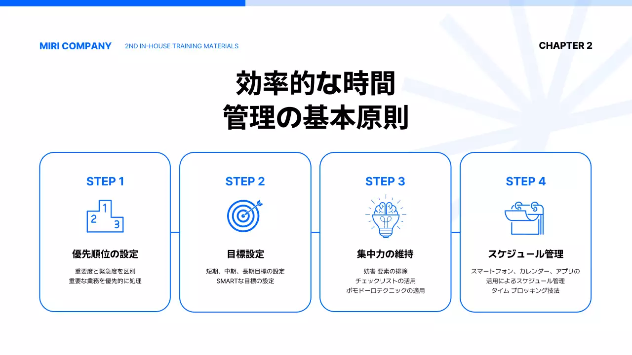 青 シンプル 研修資料 ドキュメント プレゼンテーション