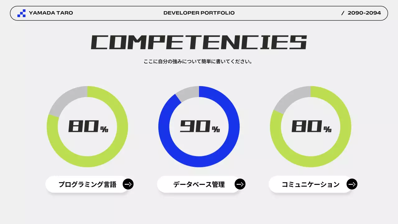 白 モダン ポートフォリオ プレゼンテーション