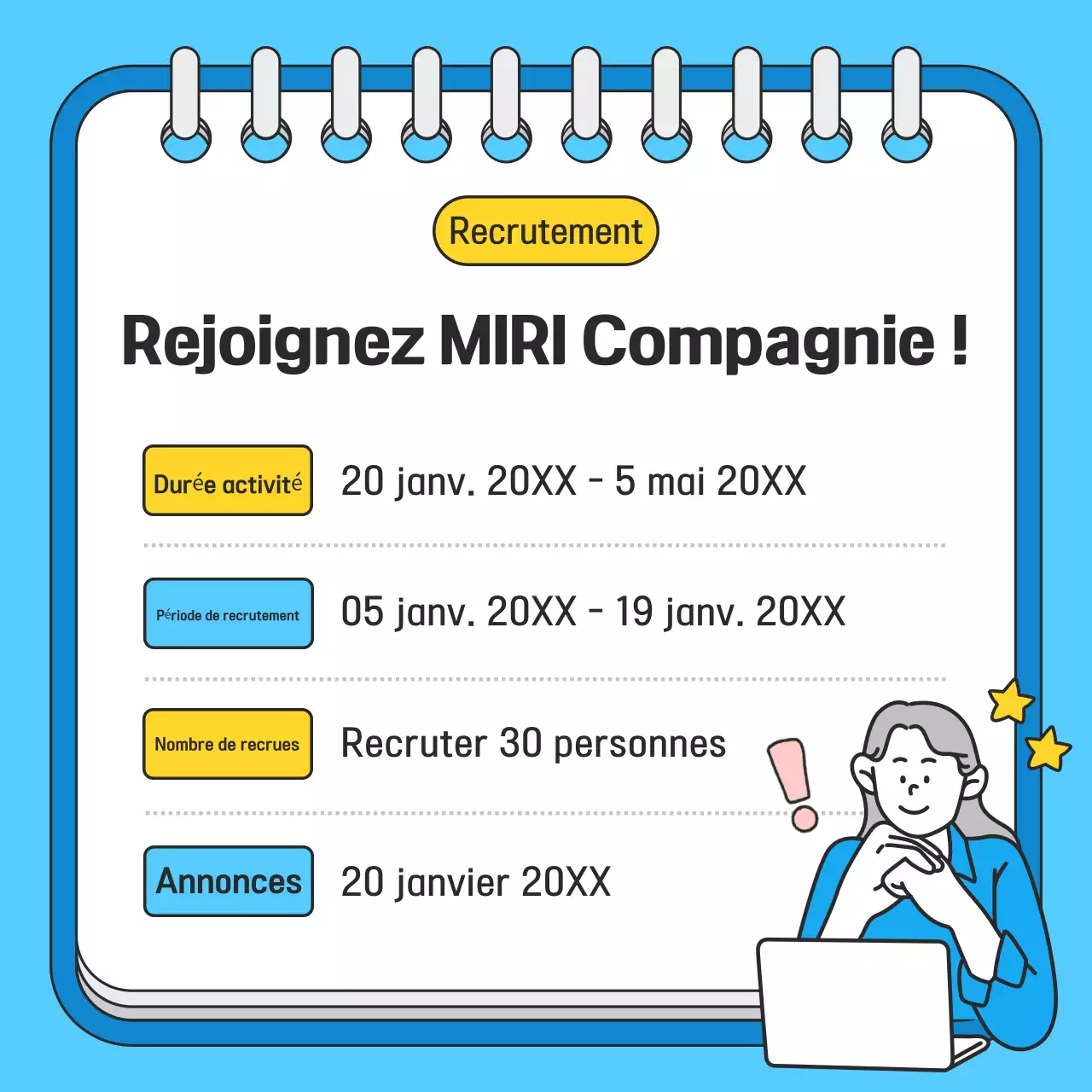 Bleu pâle Recrutement de la société Neat